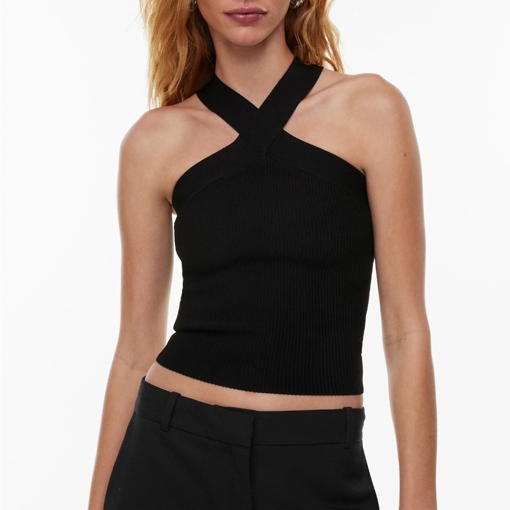 Aritzia Babaton Sculpt Knit Criss Cross Tank - Black